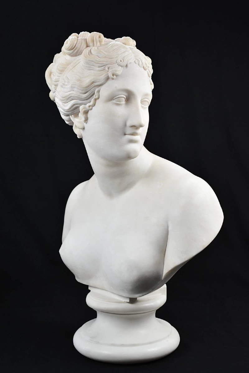 White Marble Bust Of Venus Italica After Antonio Canova 19th Century Sculpture-photo-2