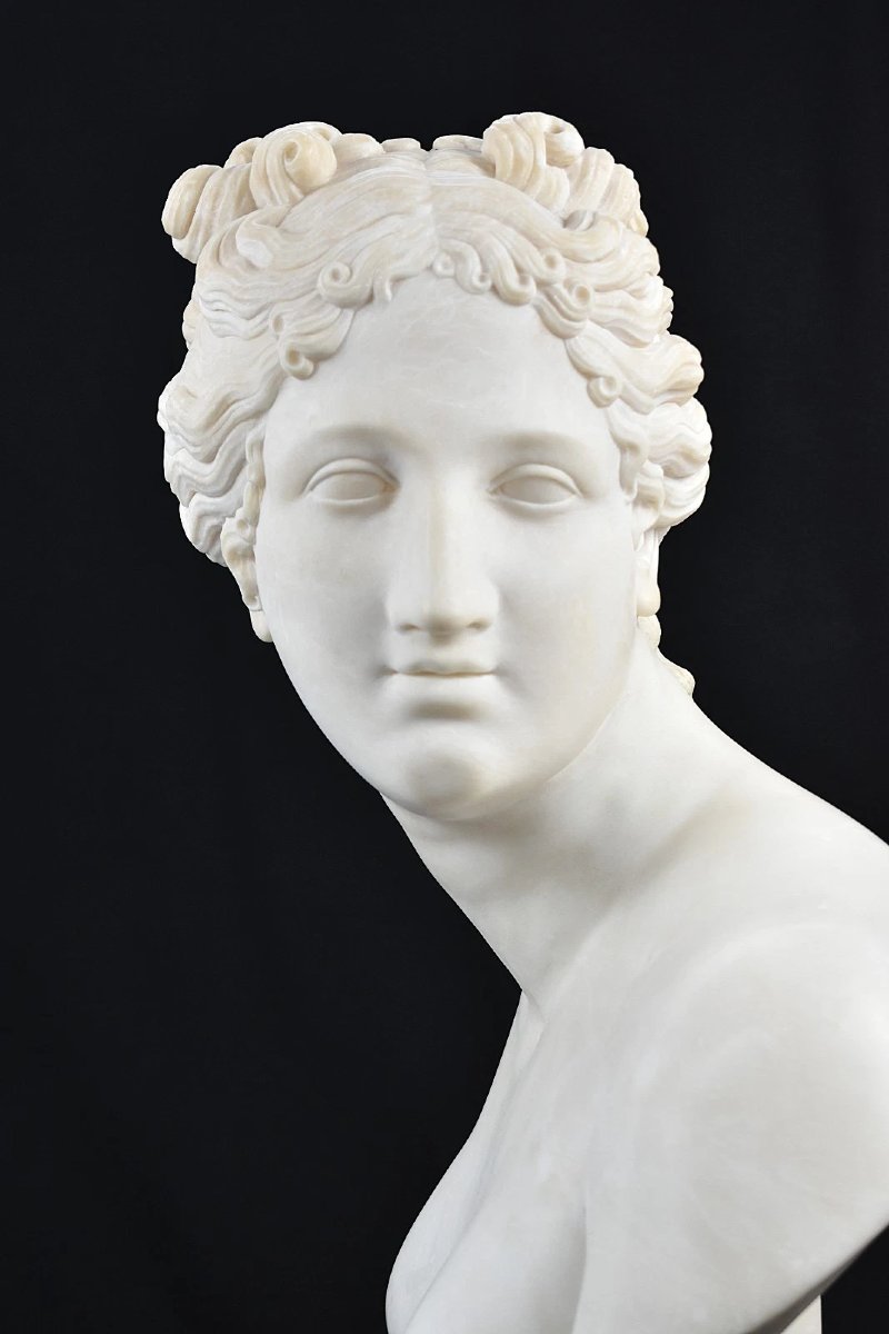 White Marble Bust Of Venus Italica After Antonio Canova 19th Century Sculpture-photo-3
