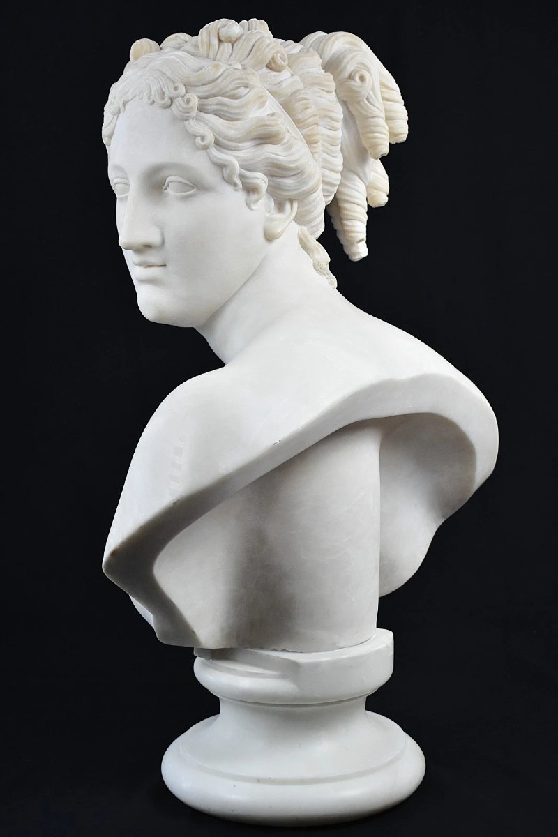 White Marble Bust Of Venus Italica After Antonio Canova 19th Century Sculpture-photo-4