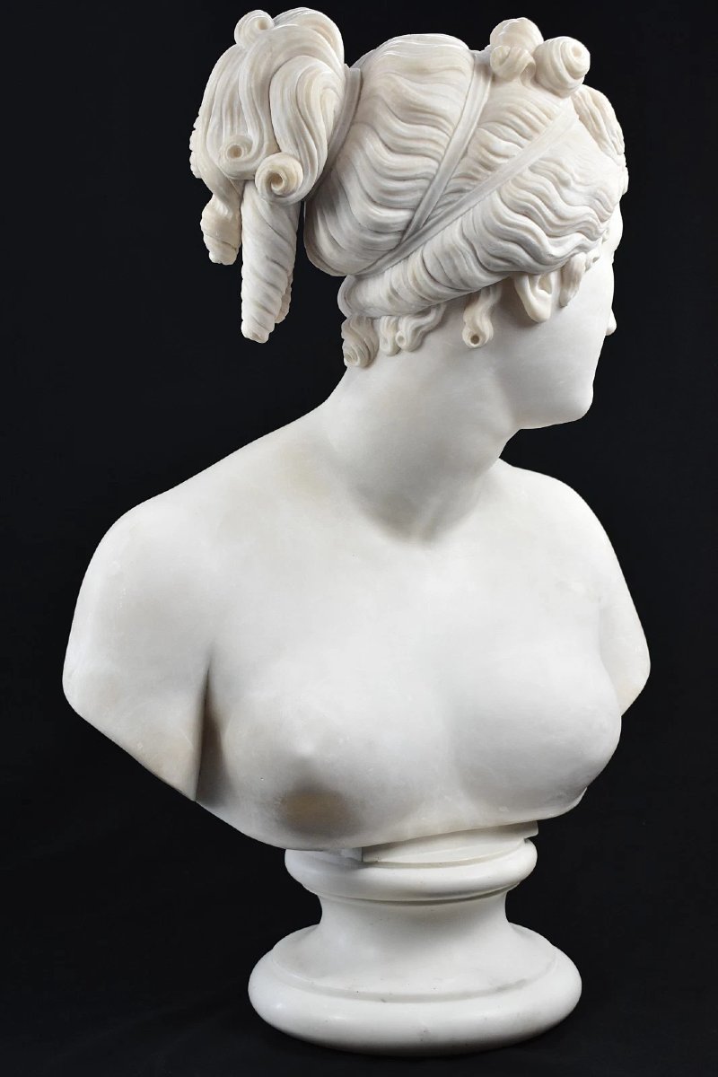 White Marble Bust Of Venus Italica After Antonio Canova 19th Century Sculpture-photo-3