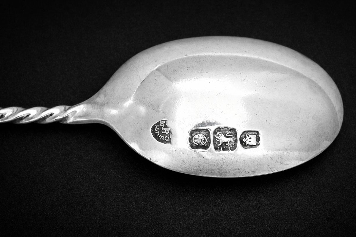 Sterling Silver Apostle Teaspoon Sugar Tongs Set Case Birmingham 1903 D&a 13pc-photo-4