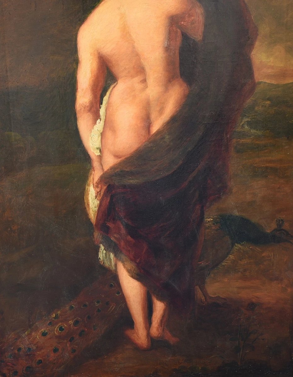 Antique Oil Painting After William Etty Judgement Of Paris Juno Peacock Framed-photo-3