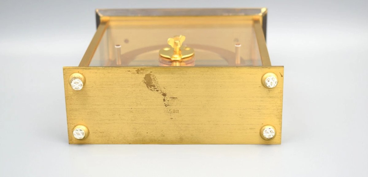 Vintage Jaeger Lecoultre Skeleton Desk Clock Inline 533 Original Box & Papers-photo-2