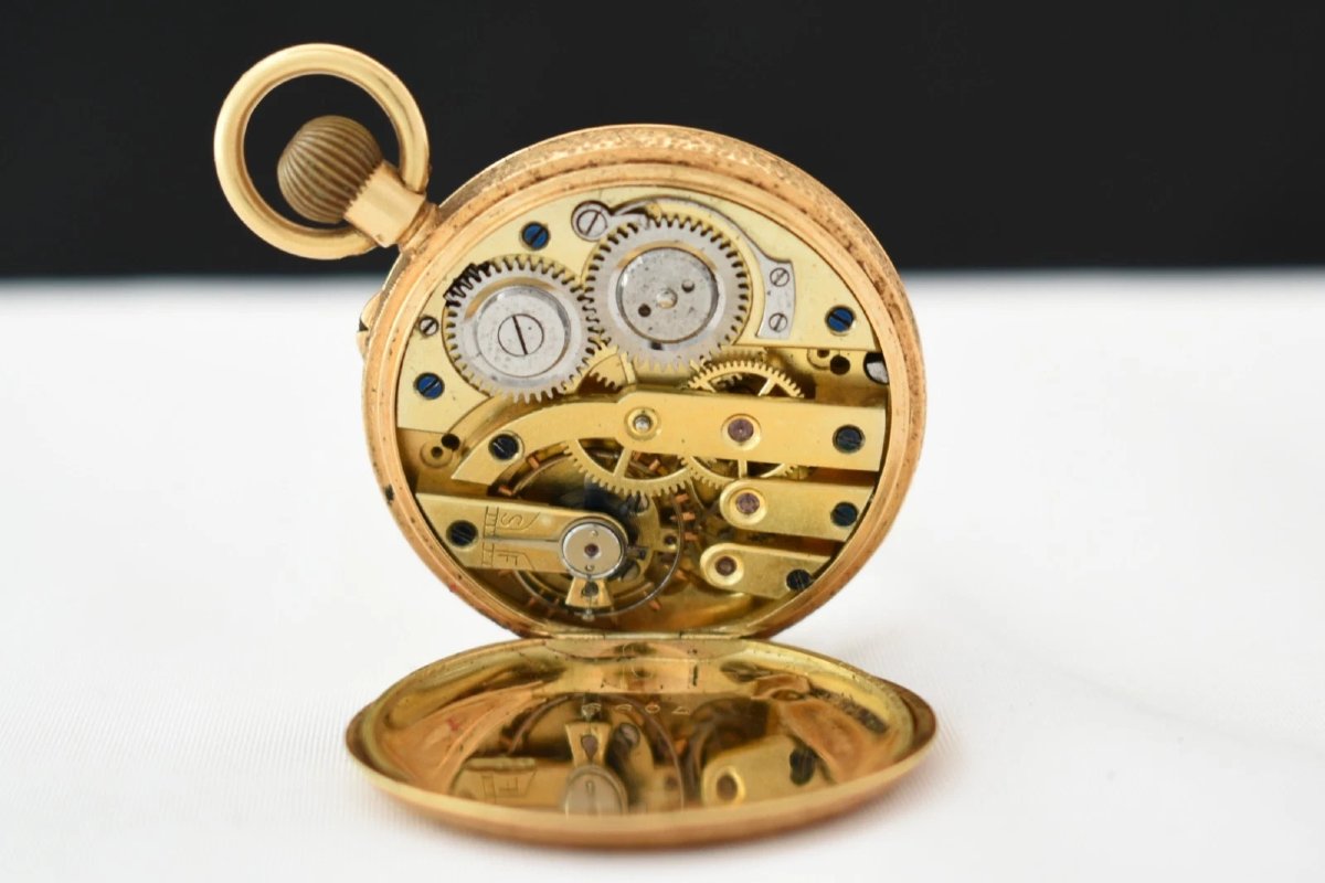 Montre de poche victorienne pour femme en or 18 carats, remontage à la couronne, 34 mm, 31,1 g-photo-3