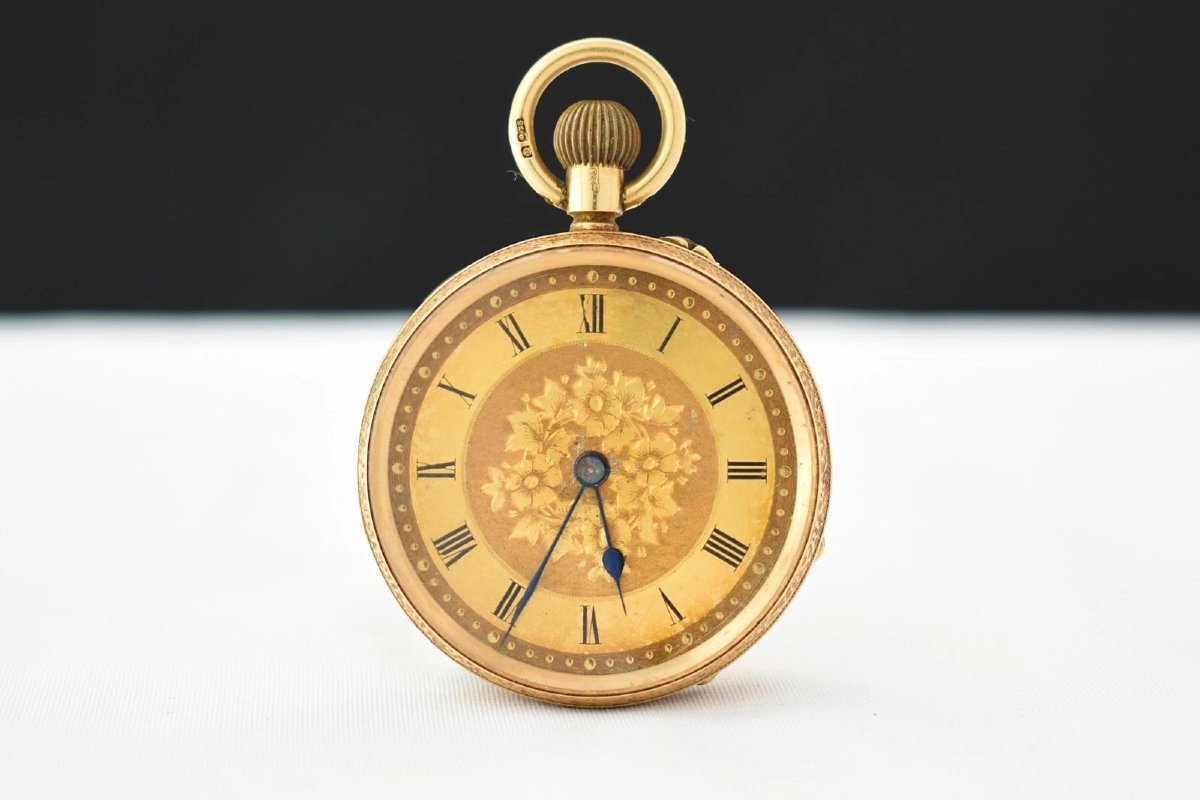 Montre de poche victorienne pour femme en or 18 carats, remontage à la couronne, 34 mm, 31,1 g
