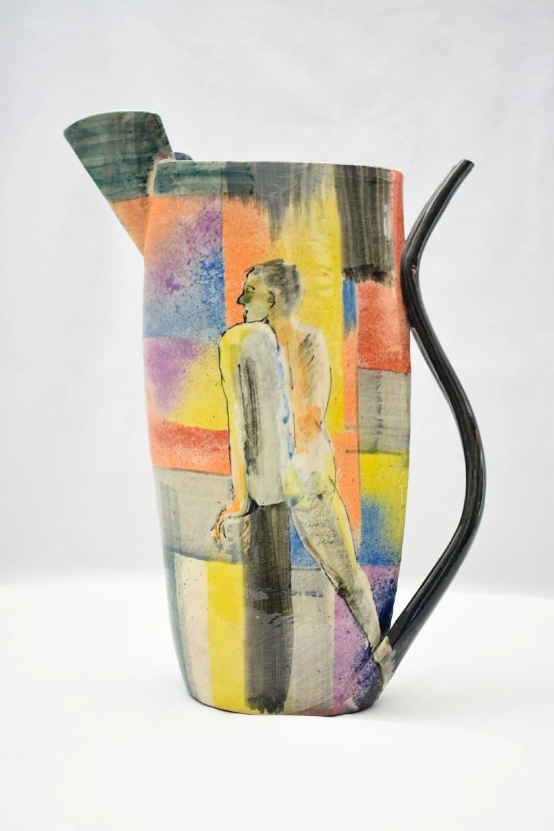 Pichet basculant en céramique signé Paul Jackson (2003) – Pièce d'atelier figurant un nu fémini-photo-3