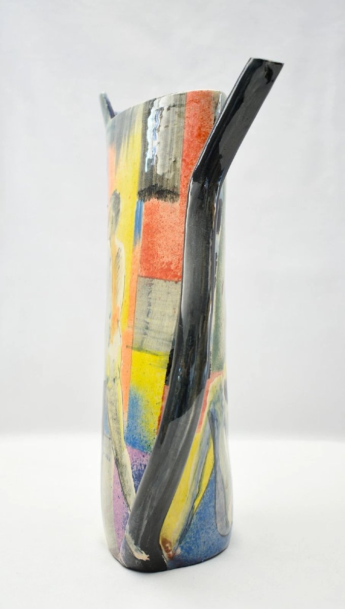 Pichet basculant en céramique signé Paul Jackson (2003) – Pièce d'atelier figurant un nu fémini-photo-4