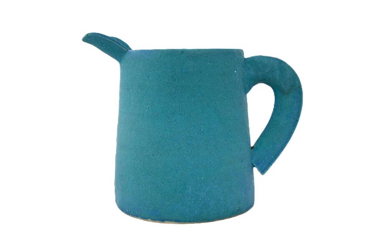 Vintage Emmanuel Cooper O.b.e. Studio Pottery Bird Jug Turquoise 25cm-photo-3