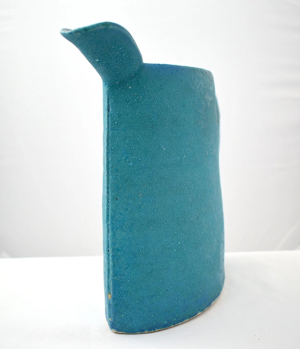 Vintage Emmanuel Cooper O.b.e. Studio Pottery Bird Jug Turquoise 25cm-photo-4