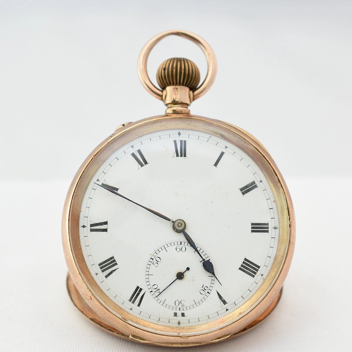 Antique 9ct Gold Half Hunter Pocket Watch Swiss Lever Dennison Case 51mm 92g-photo-2