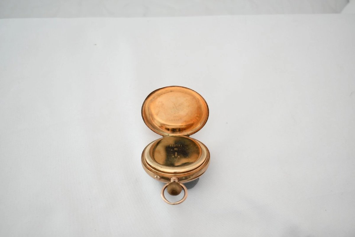 Antique 9ct Gold Half Hunter Pocket Watch Swiss Lever Dennison Case 51mm 92g-photo-1