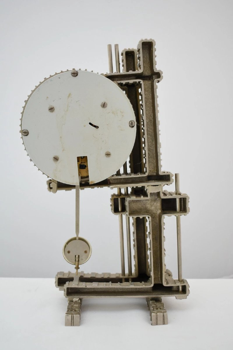 Horloge de cheminée vintage Schmid (8 jours) de style brutalisme, fabrication allemande, avec i-photo-4