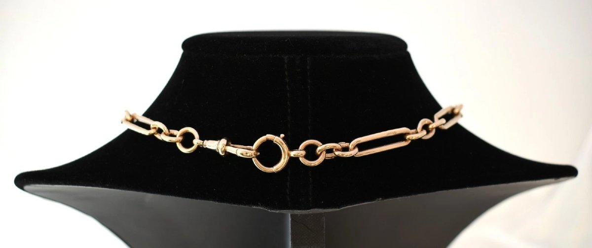 Collier-chaîne de montre Albert d'époque victorienne en or 9 carats à maillons trombone, 16 pou-photo-3