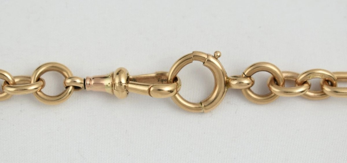 Collier-chaîne de montre Albert d'époque victorienne en or 9 carats à maillons trombone, 16 pou-photo-2