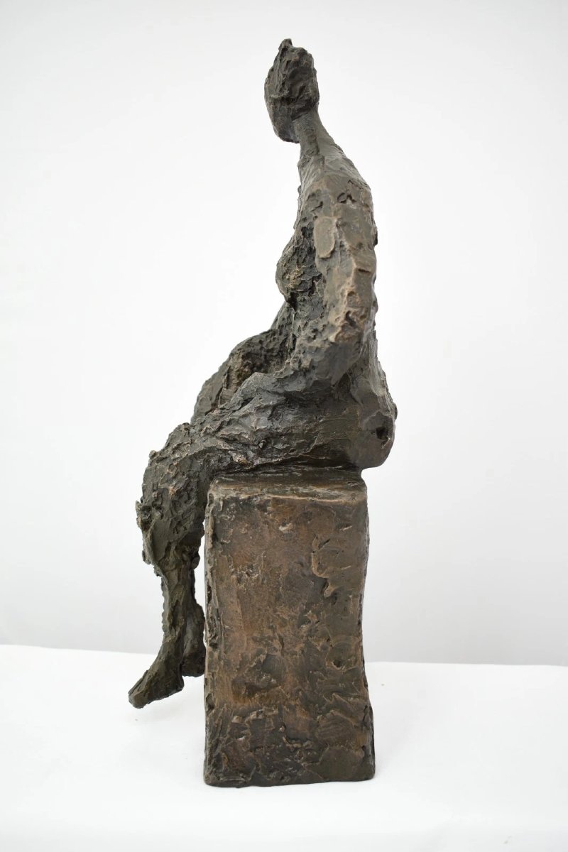 Wendy Fisher Bronze Modernist Mother & Child Sculpture Brutalist 43ch Tall-photo-4