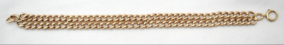 Bracelet ancien d'époque victorienne à double rang de mailles gourmette en or rose 9 carats, 24-photo-1