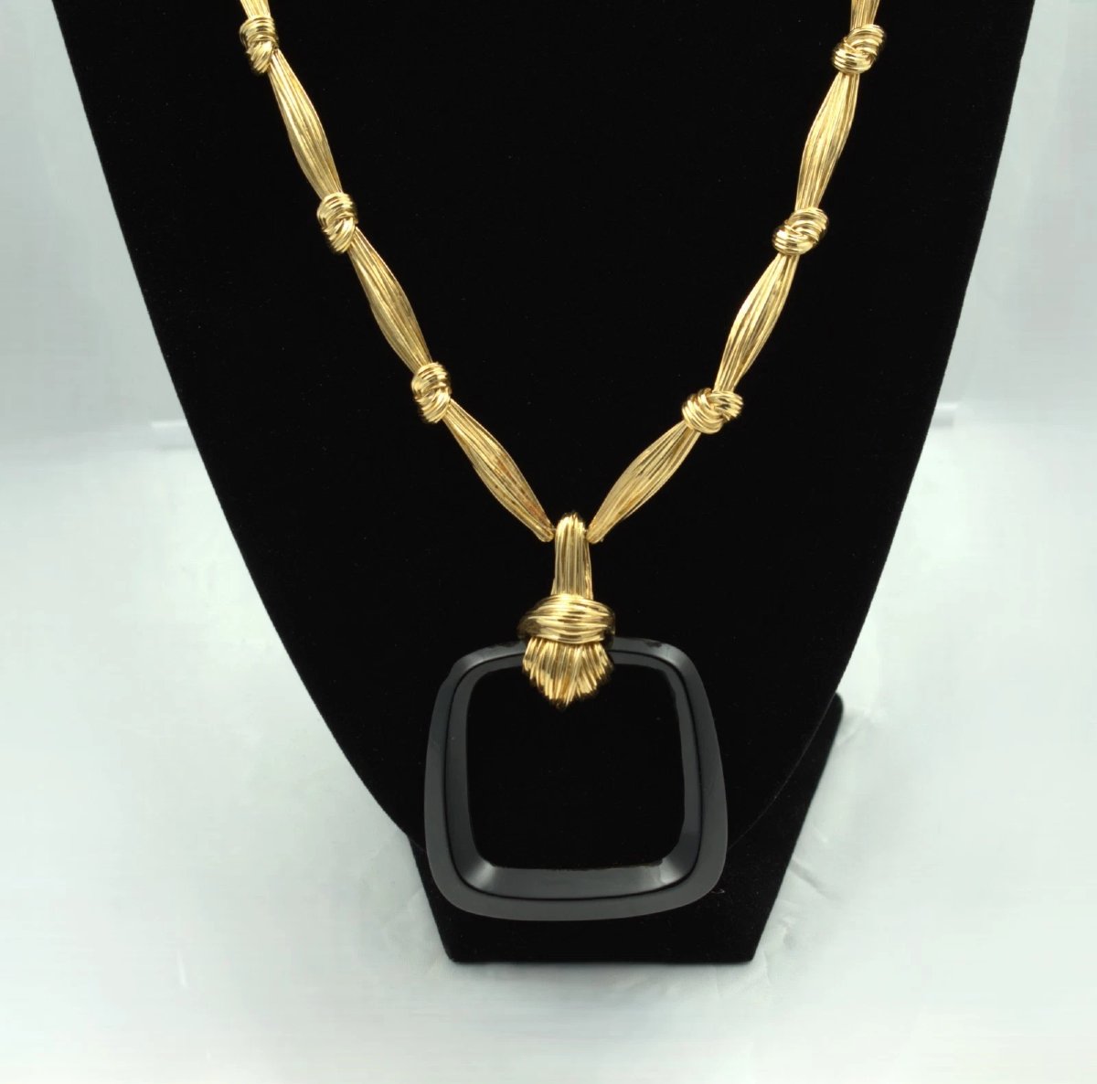 Vintage Kutchinsky 18ct Gold 190g Black Onyx Statement Turban Necklace 28” C1972-photo-4