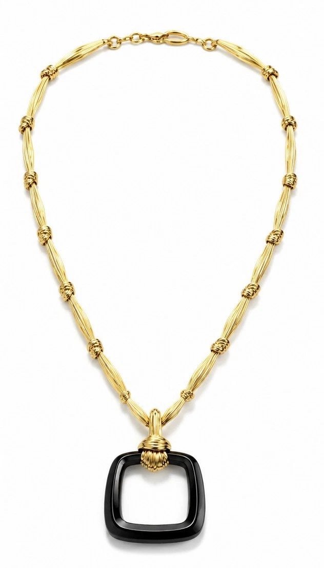 Vintage Kutchinsky 18ct Gold 190g Black Onyx Statement Turban Necklace 28” C1972-photo-5