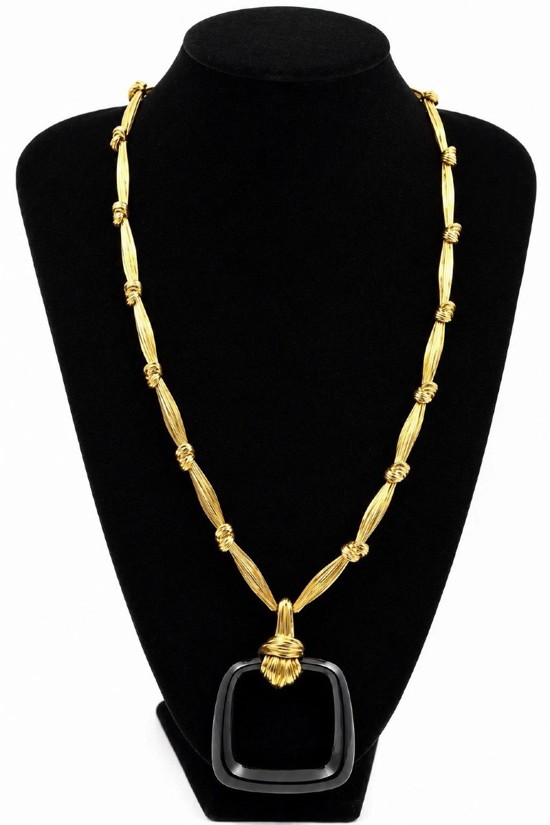 Vintage Kutchinsky 18ct Gold 190g Black Onyx Statement Turban Necklace 28” C1972