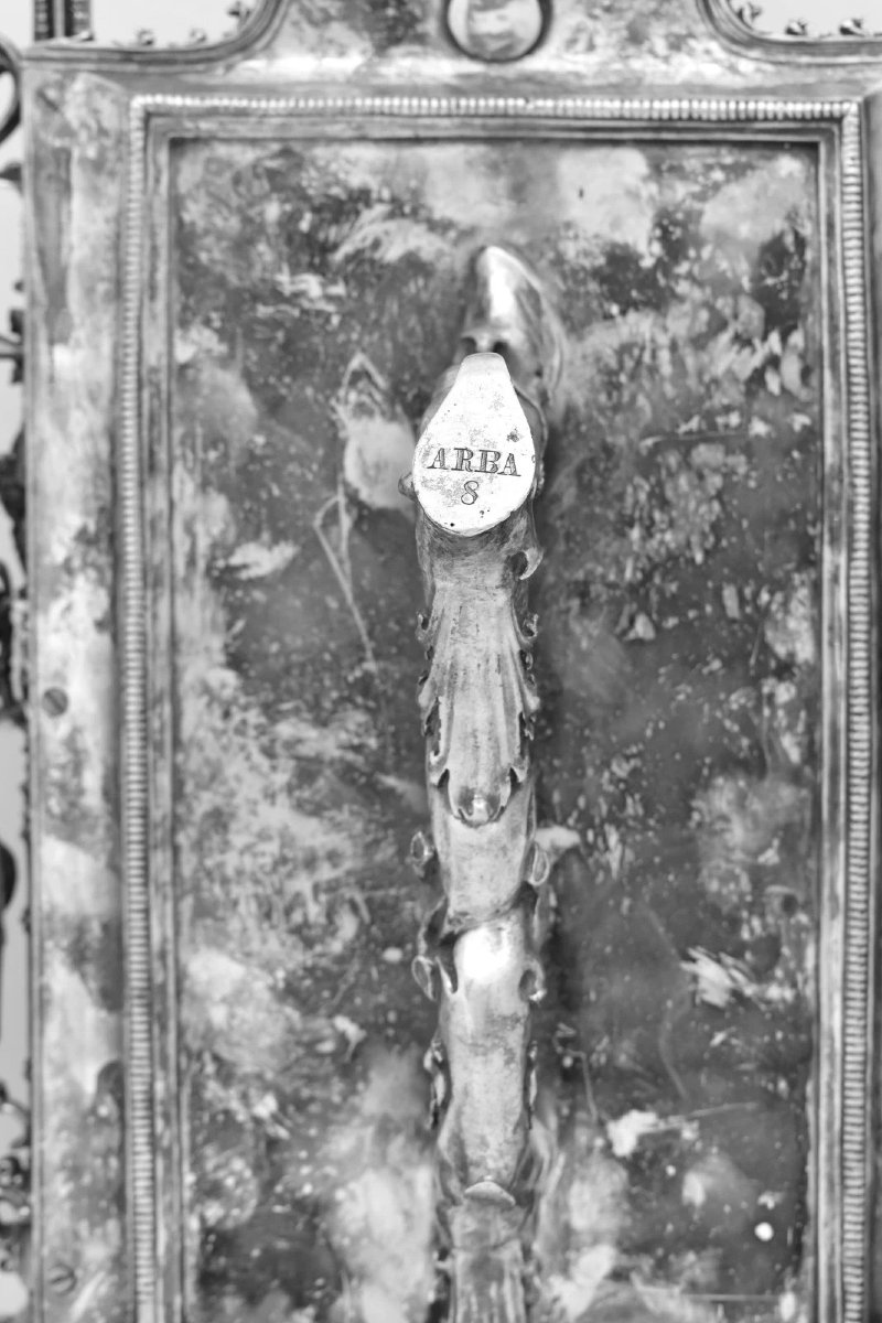 Pax ancienne en métal argenté Elkington, style néogothique, Vierge à l'Enfant (vers 1900)-photo-3