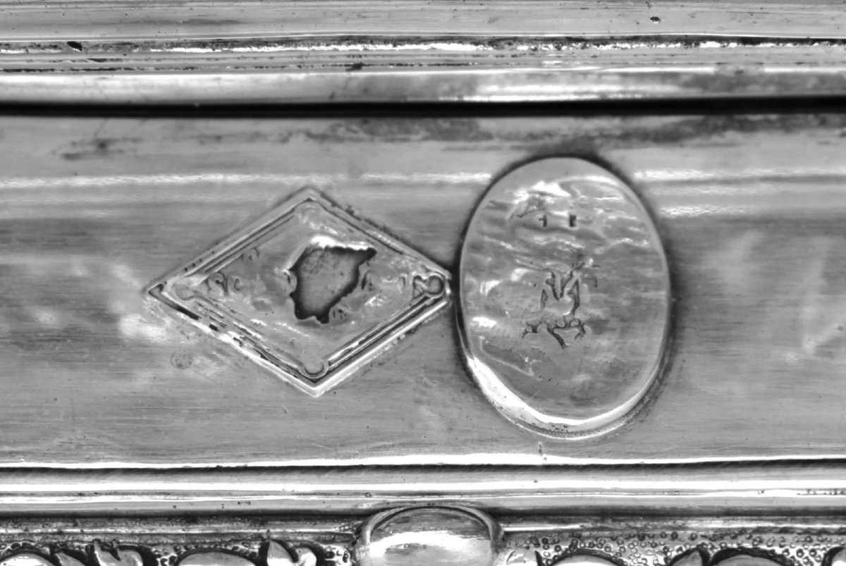 Pax ancienne en métal argenté Elkington, style néogothique, Vierge à l'Enfant (vers 1900)-photo-7