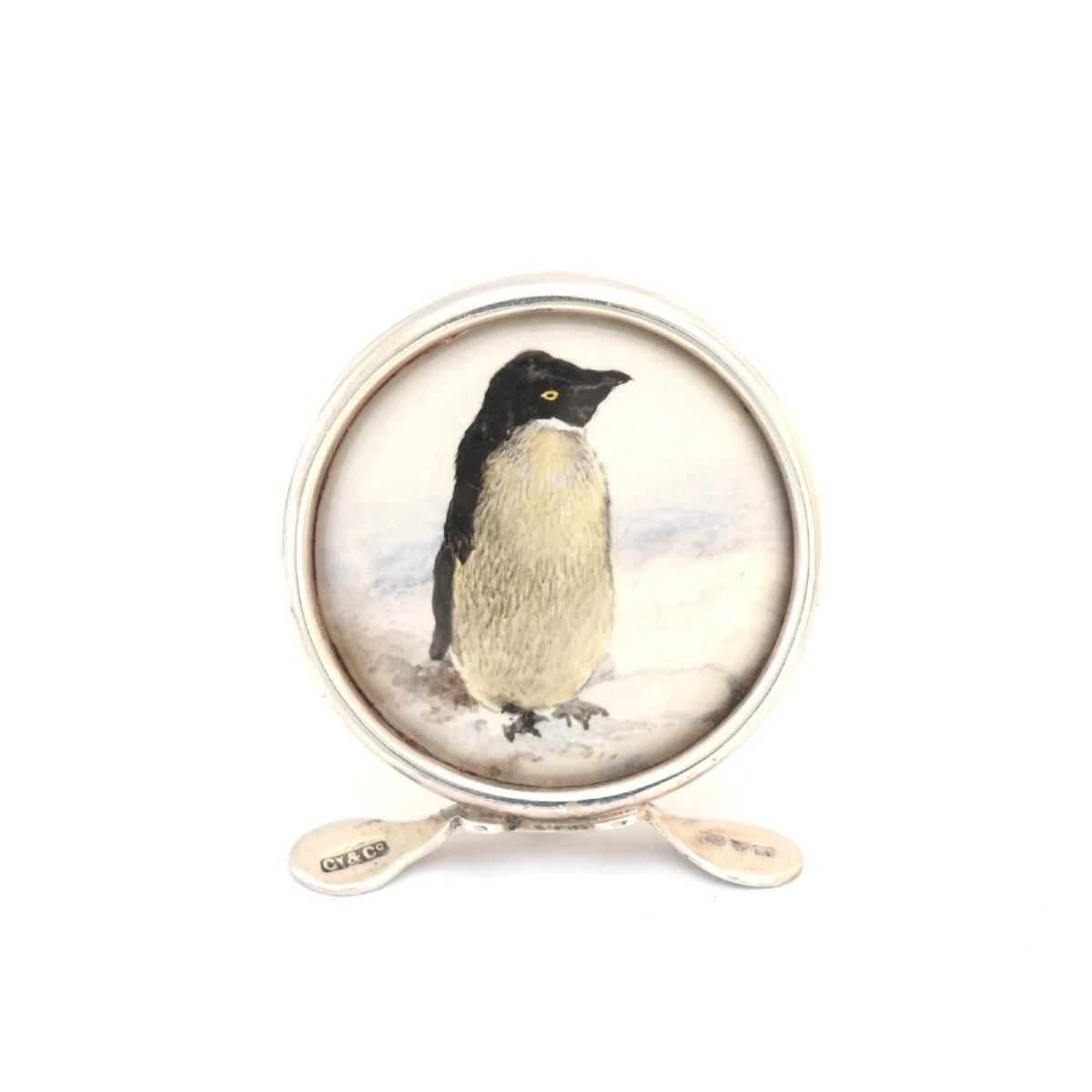 Edwardian Sterling Silver Penguin Menu Card Holders, Set Of Four, Original Box-photo-3