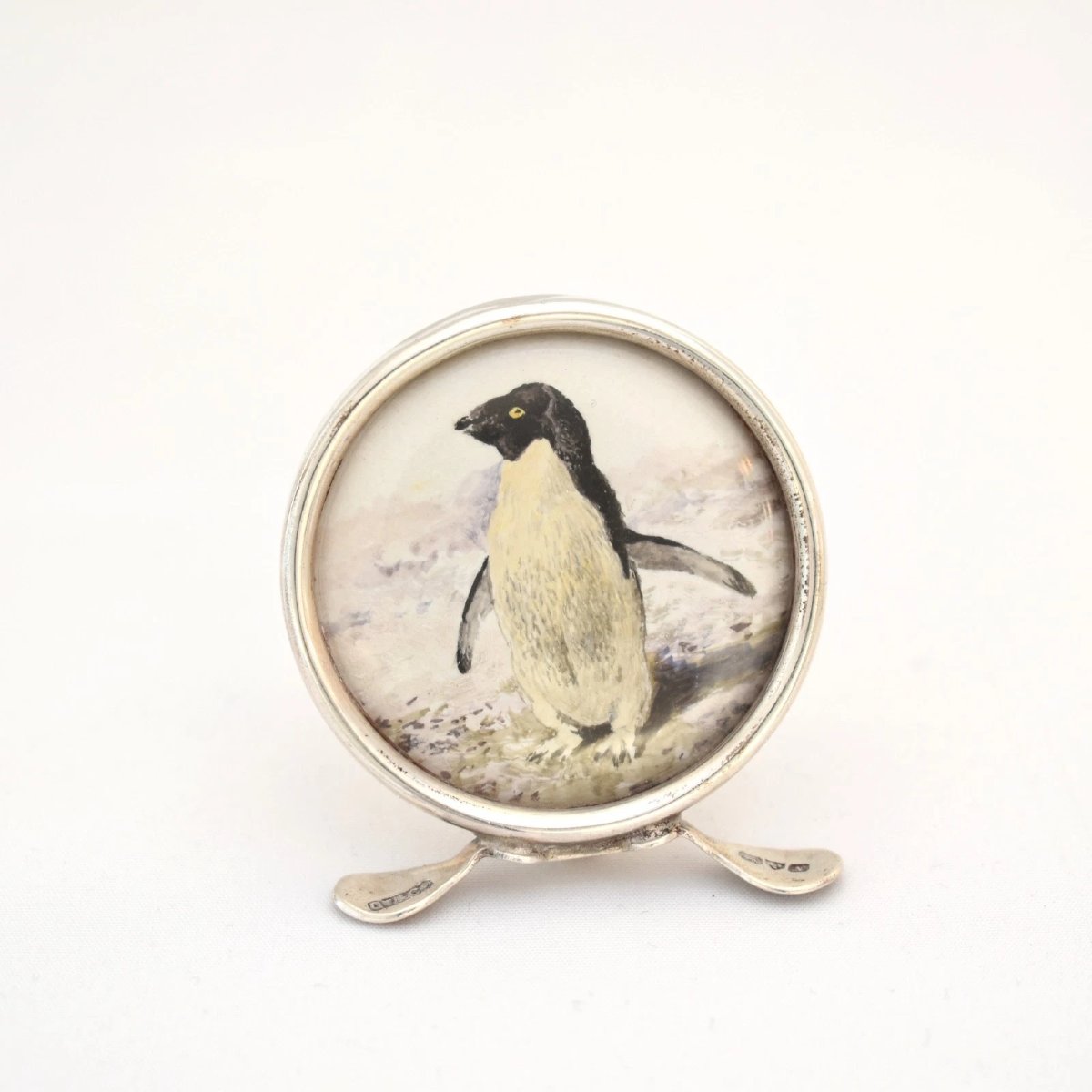 Edwardian Sterling Silver Penguin Menu Card Holders, Set Of Four, Original Box-photo-4