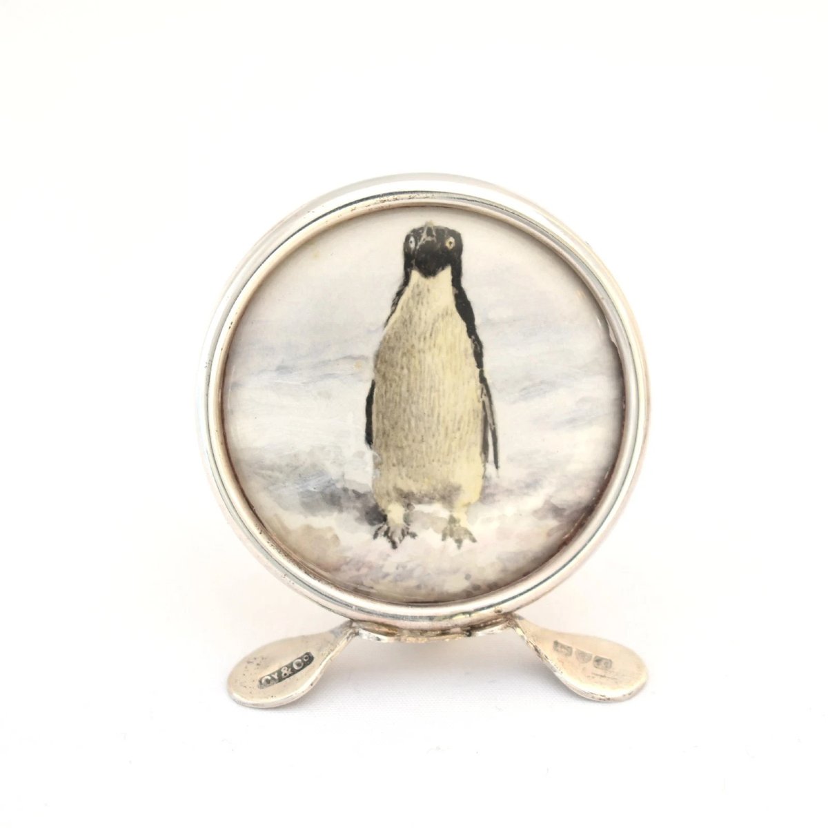 Edwardian Sterling Silver Penguin Menu Card Holders, Set Of Four, Original Box-photo-2