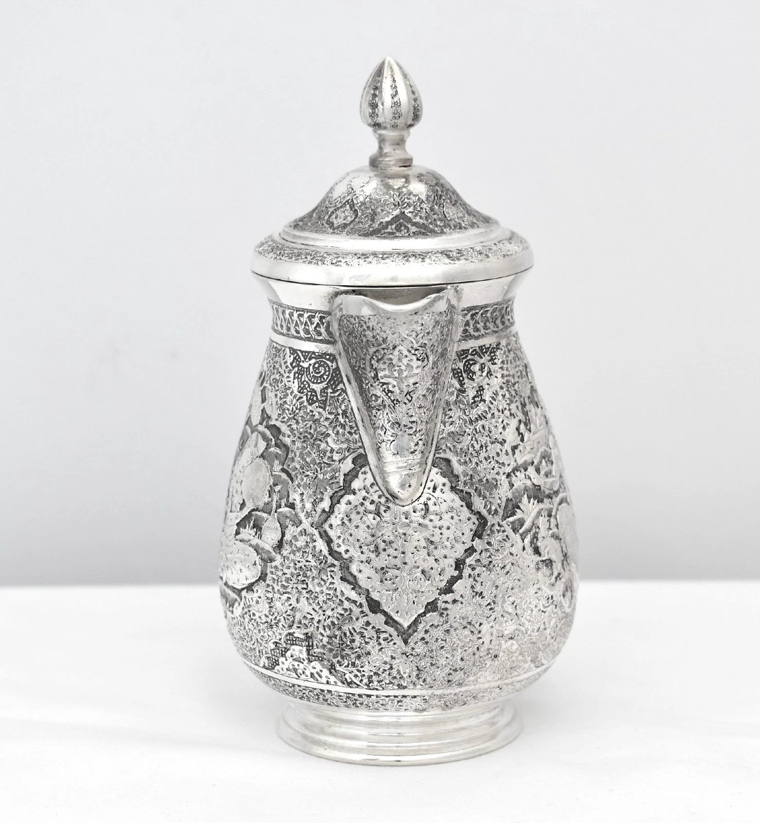 Antique Islamic Solid 84 Silver Tea Coffee Service Hand Chased Repousse 1.6kg-photo-6