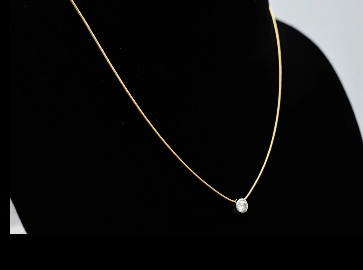 Collier avec pendentif solitaire diamant 0,75 ct en or 18 carats (750) – 40 cm, 7,8 g-photo-2