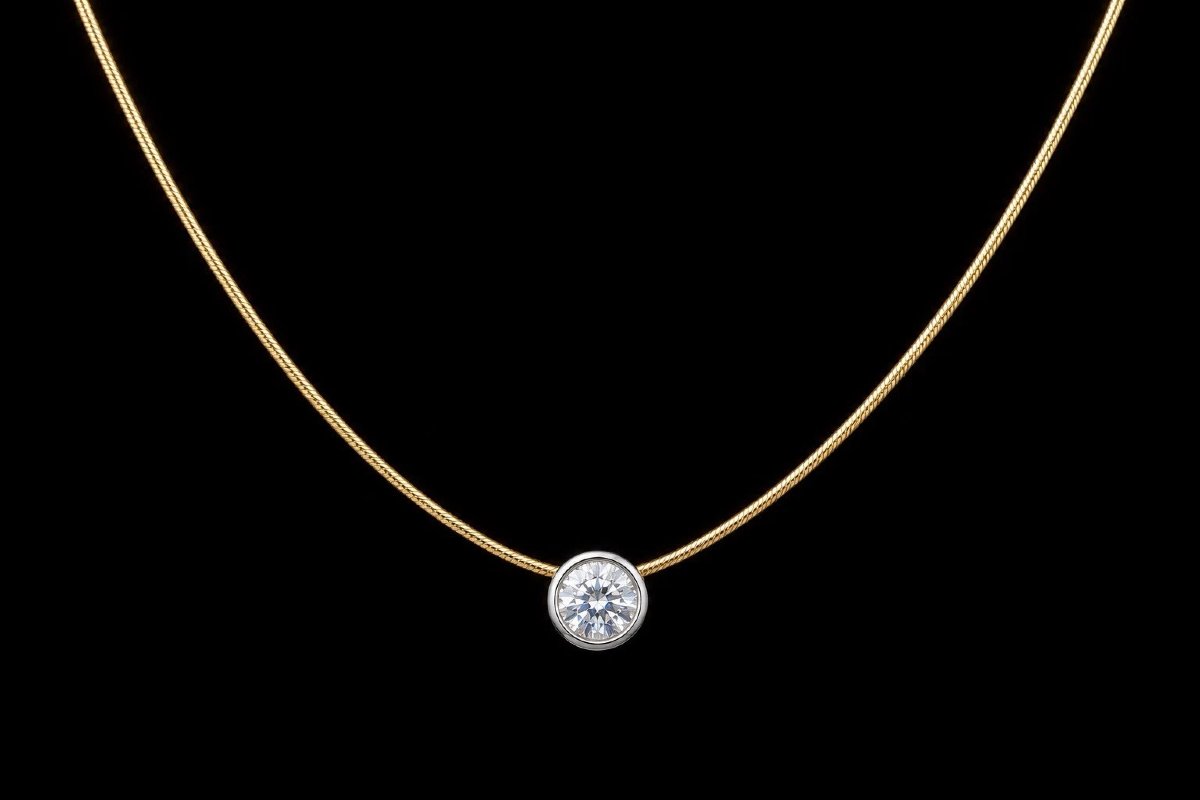 Collier avec pendentif solitaire diamant 0,75 ct en or 18 carats (750) – 40 cm, 7,8 g-photo-8