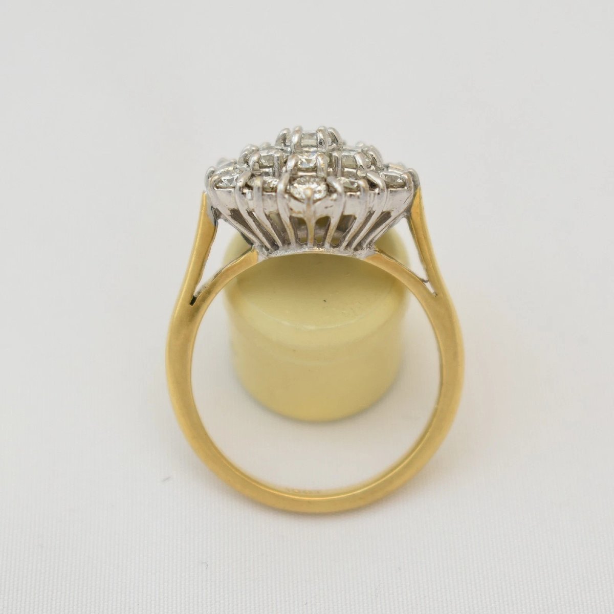 Bague vintage en or jaune 18 carats sertie de diamants, monture hexagonale en relief, taille V-photo-2
