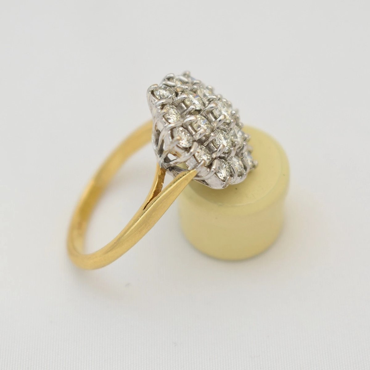 Bague vintage en or jaune 18 carats sertie de diamants, monture hexagonale en relief, taille V-photo-3