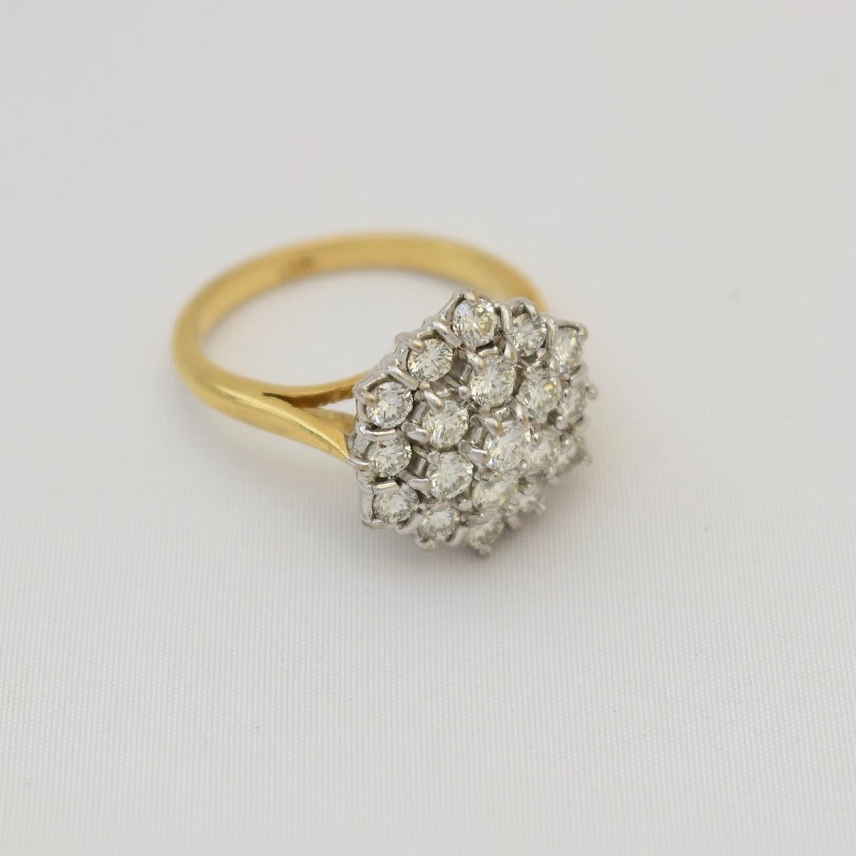 Bague vintage en or jaune 18 carats sertie de diamants, monture hexagonale en relief, taille V-photo-4