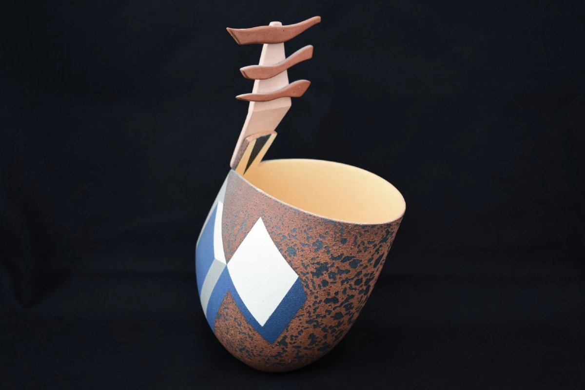 Jon Middlemiss Stoneware Boat Vessel Abstract Studio Pottery Ceramic Sculpture-photo-2