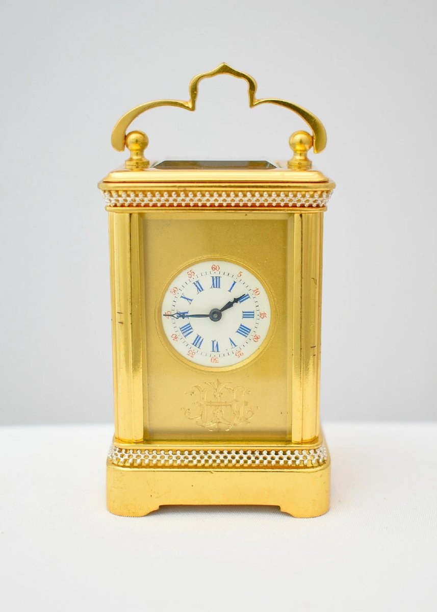 Fine Antique French Miniature Porcelain Panel Carriage Clock Ca 1890 8 Day-photo-2