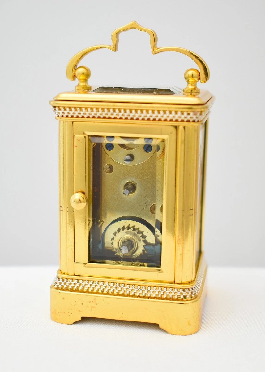Fine Antique French Miniature Porcelain Panel Carriage Clock Ca 1890 8 Day-photo-2
