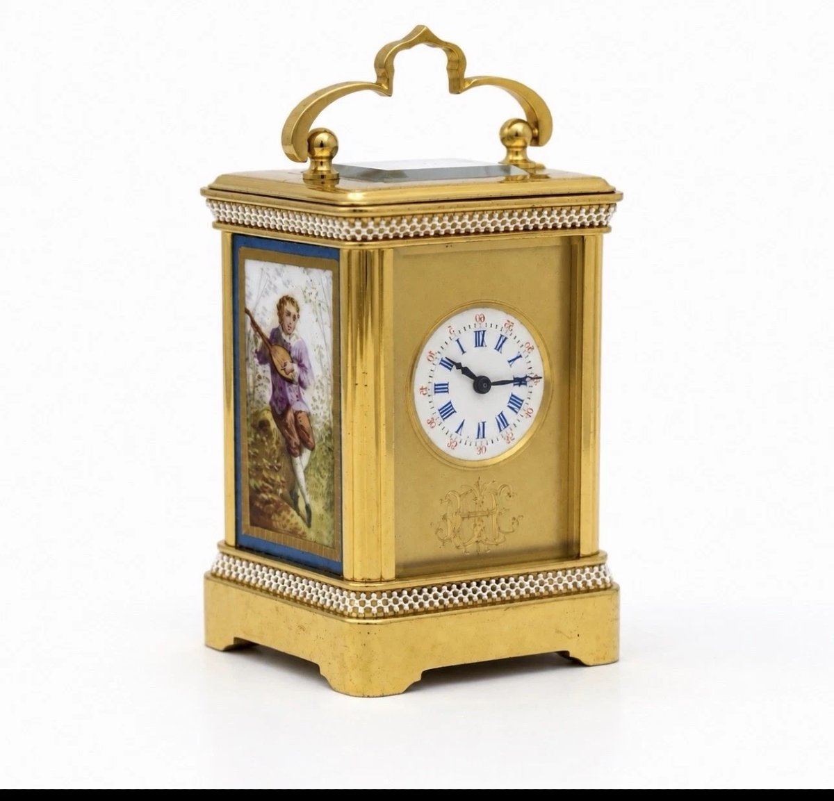 Fine Antique French Miniature Porcelain Panel Carriage Clock Ca 1890 8 Day