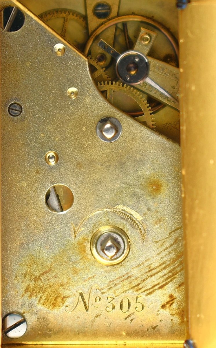 Antique French Sub Miniature Gilt Brass Limoges Enamel Carriage Clock 1890 Cased-photo-2