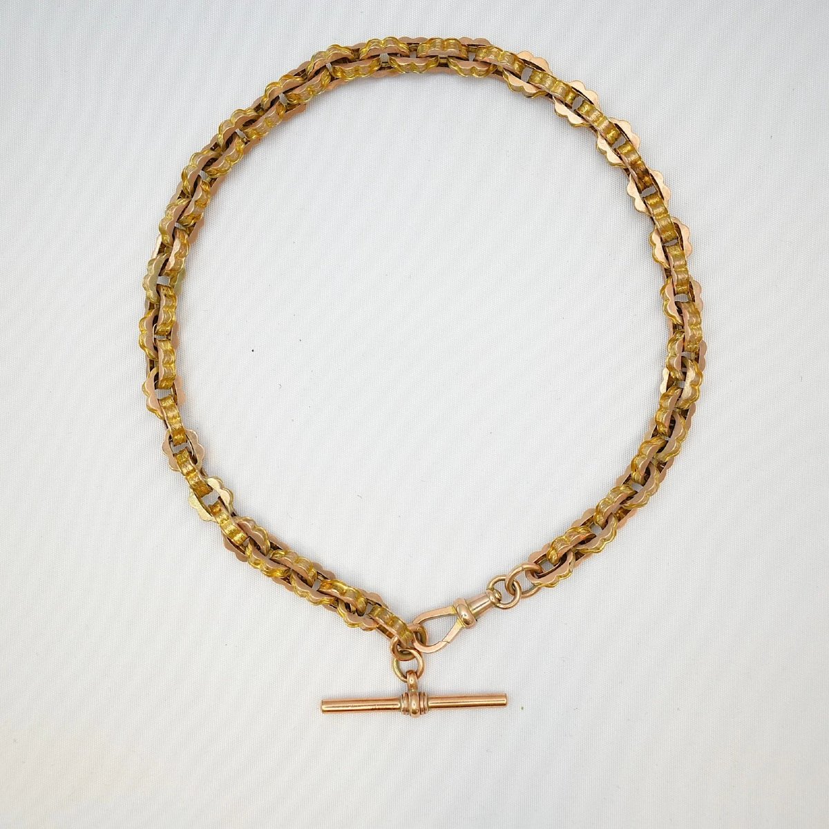 Antique Victorian 9ct Rose Yellow Gold Fancy Clover Link Albert Fob Chain 20g