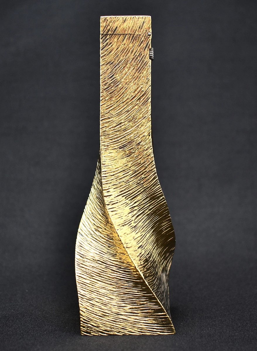 Christopher Lawrence Dunhill Sterling Silver Gilt Vermeil Rollagas Table Lighter-photo-2
