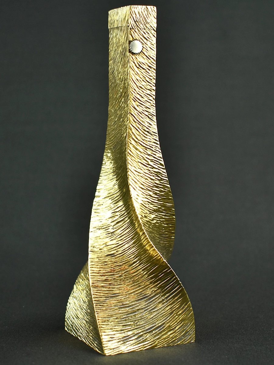 Christopher Lawrence Dunhill Sterling Silver Gilt Vermeil Rollagas Table Lighter-photo-3