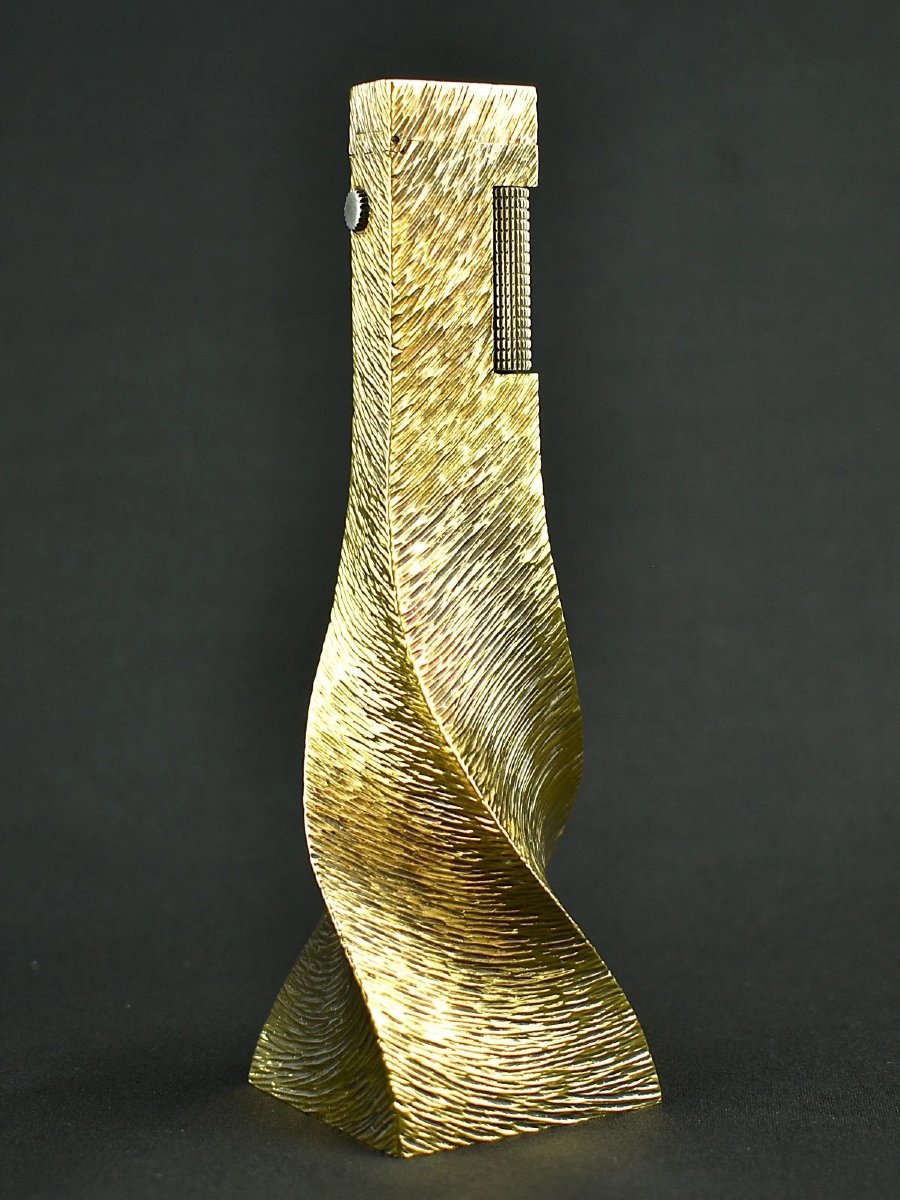 Christopher Lawrence Dunhill Sterling Silver Gilt Vermeil Rollagas Table Lighter