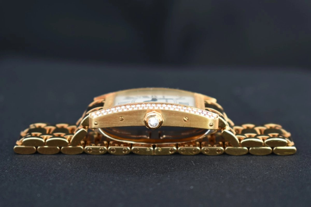 Cartier Tank Americaine Wb7012k2 18k Yellow Gold Diamond Watch 75g Box & Papers-photo-4