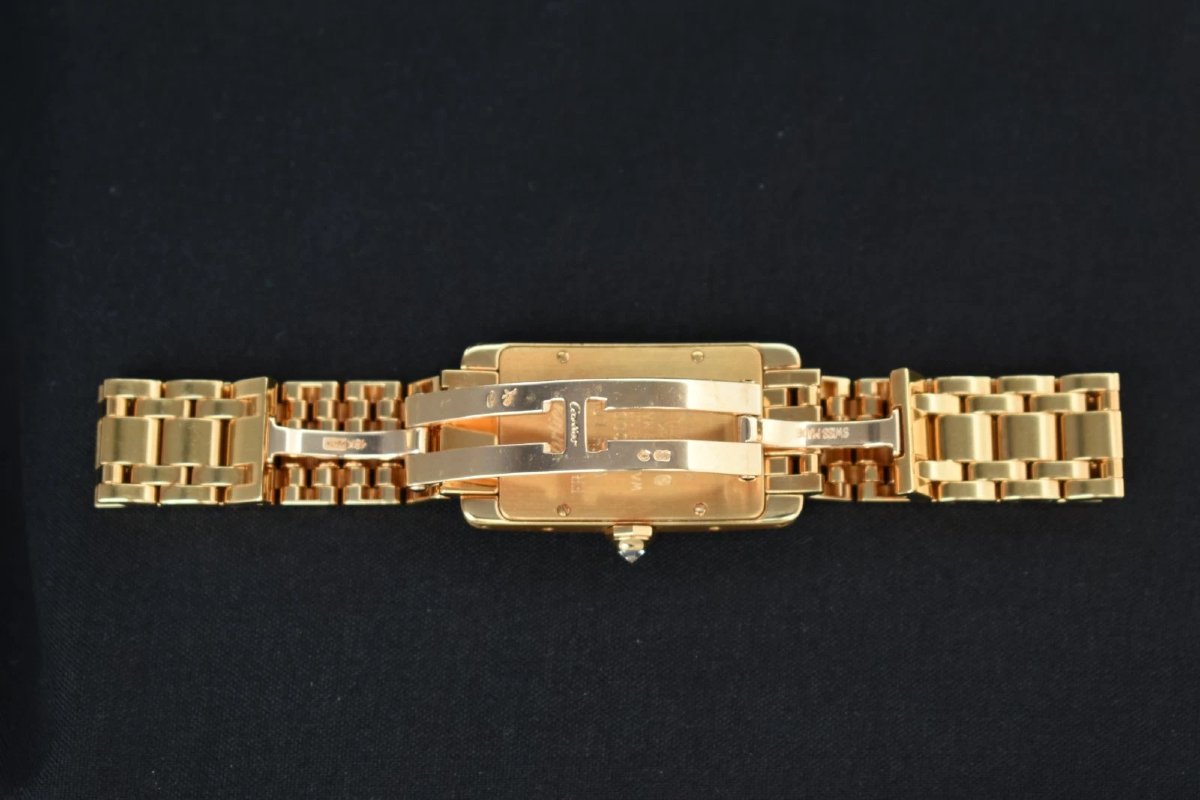Cartier Tank Americaine Wb7012k2 18k Yellow Gold Diamond Watch 75g Box & Papers-photo-2
