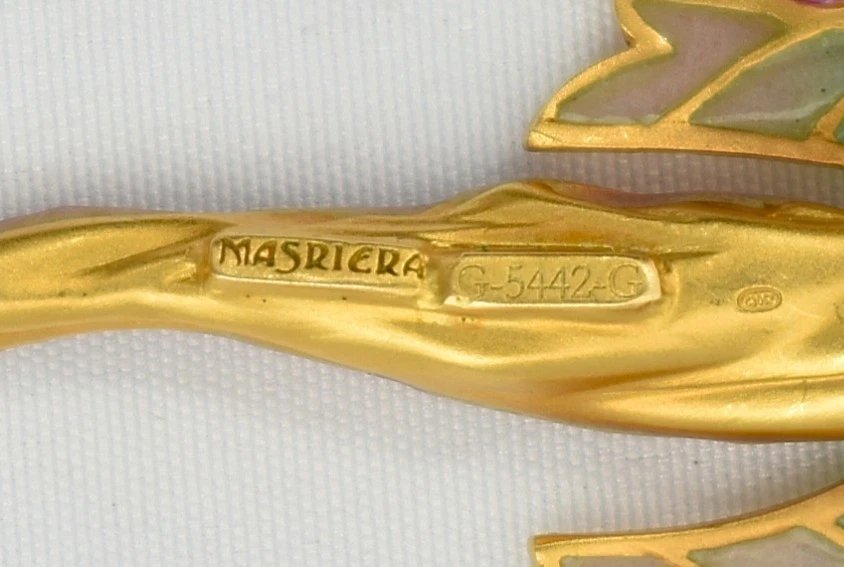 Masriera Nymph Of Love 18k Gold Diamond Pink Sapphire Enamel Pearl Brooch-photo-1