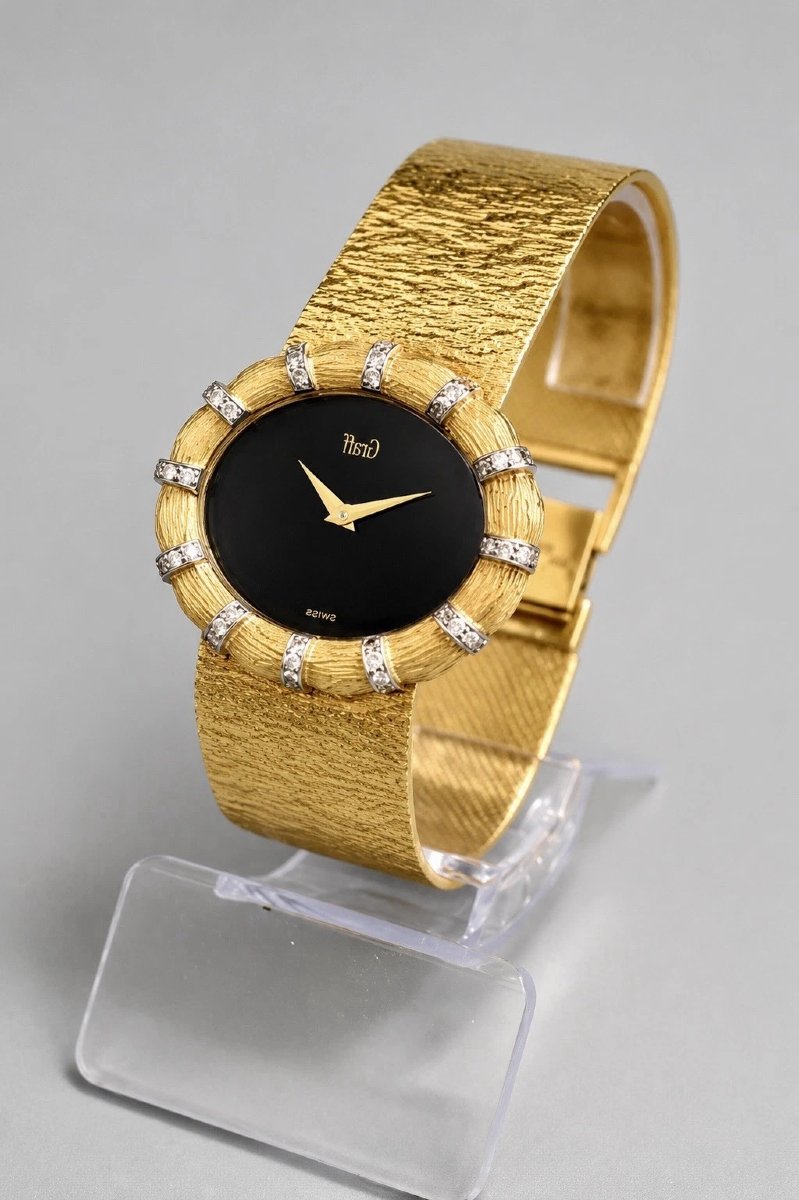 Montre pour femme Graff vintage (milieu du XXe siècle) en or 18 carats et diamants, avec bracel-photo-4