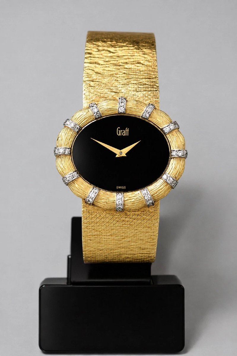 Montre pour femme Graff vintage (milieu du XXe siècle) en or 18 carats et diamants, avec bracel