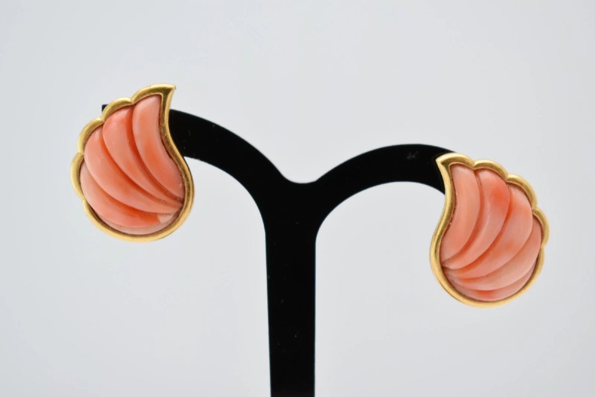 Paire de boucles d'oreilles à clips vintage Roy King (milieu du XXe siècle) en or 18 carats et -photo-2