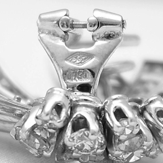 Vintage 18k White Gold 4.00ctw Diamond Fan Cluster Clip On Earrings 14.9g-photo-2